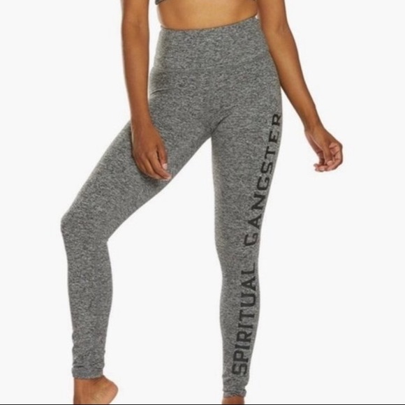 SPIRITUAL GANGSTER Perfect High Waist Spellout Leggings grey black xs - Picture 11 of 11